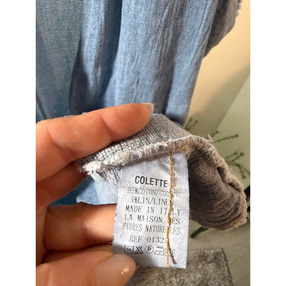 Colette spa shrug italian vacation slow fashion sustainable blue luxe OS euc - Picture 6 of 7